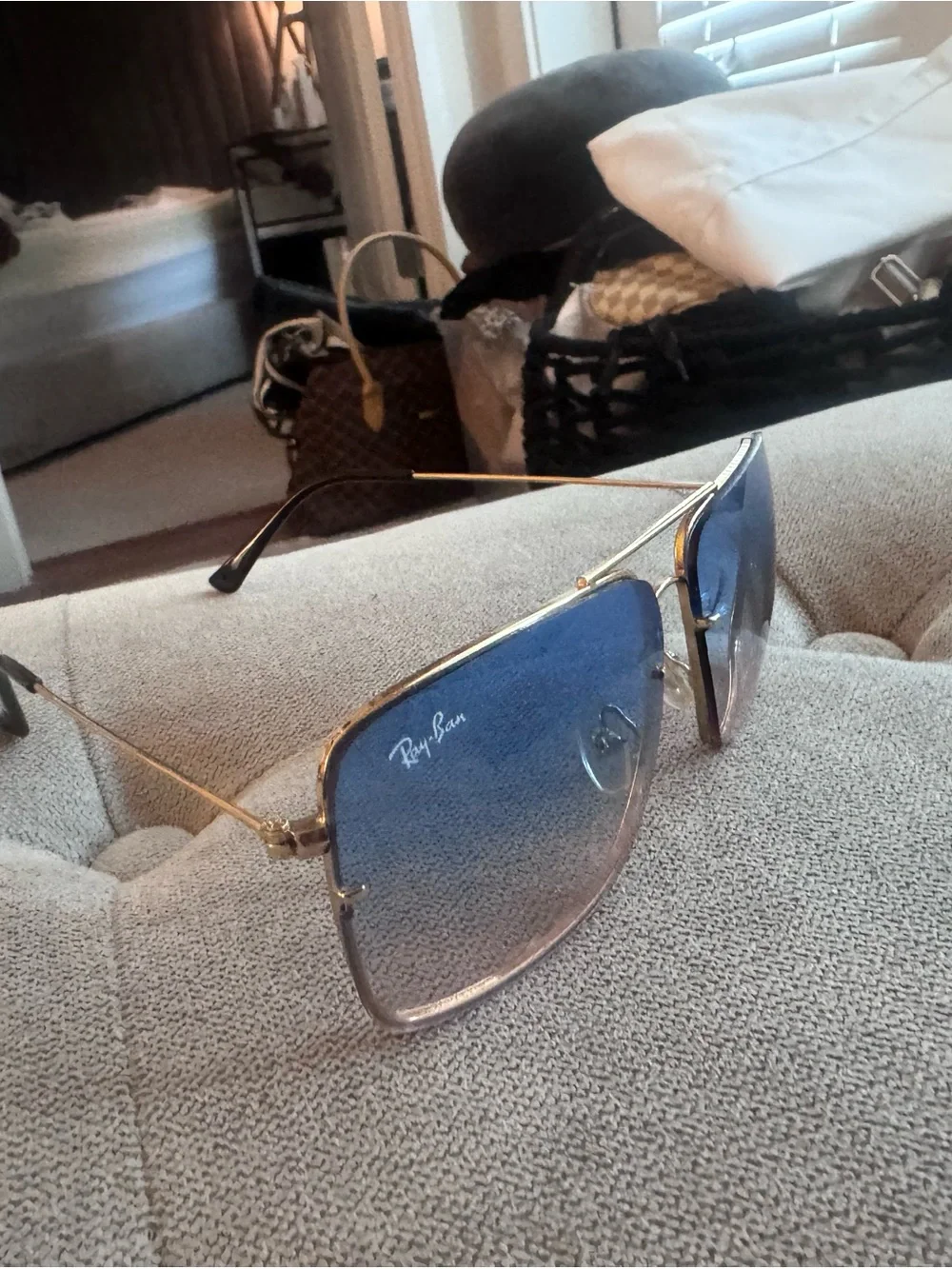 Ray-Ban Blue Gradient Lenses with Gold Frame Sunglasses & Case